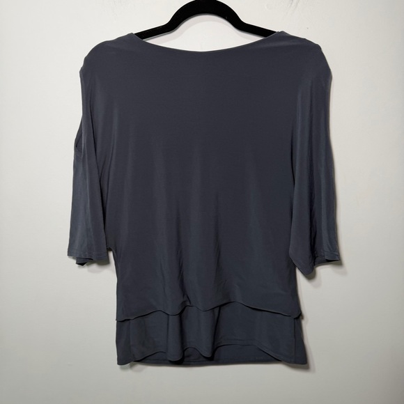 Joseph Ribkoff women’s Charcoal Grey Draped Cold Shoulder party chic Top Size 10 - Picture 6 of 8